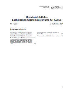 Ministerialblatt des Sächsischen Staatsministeriums für Kultus Heft 07/2024