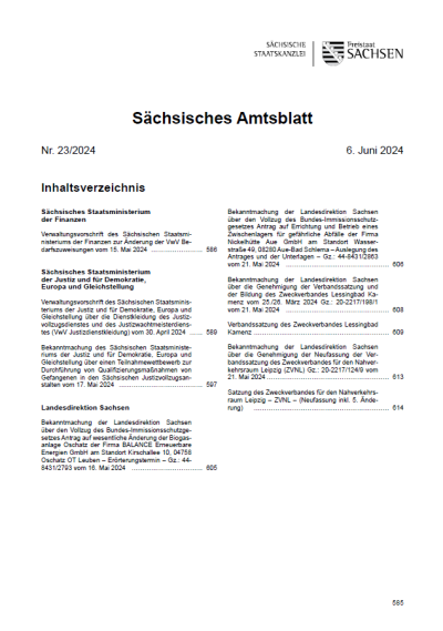 Sächsisches Amtsblatt Heft 23/2024