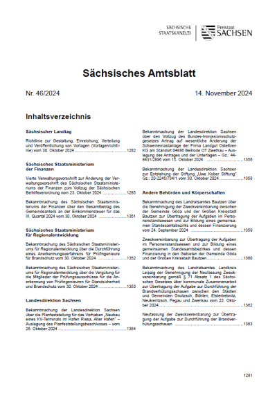 Sächsisches Amtsblatt Heft 46/2024