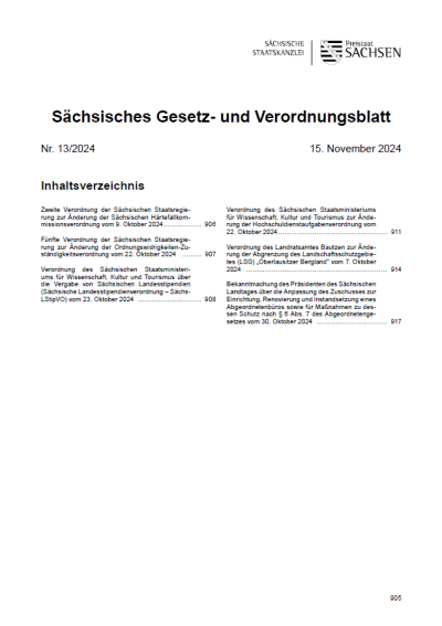 Sächsisches Gesetz- und Verordnungsblatt Heft 13/2024