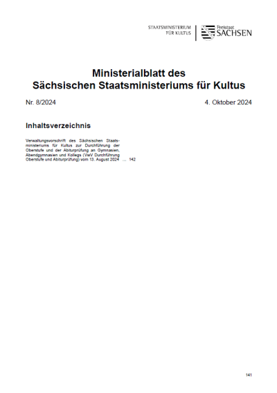 Ministerialblatt des Sächsischen Staatsministeriums für Kultus Heft 08/2024