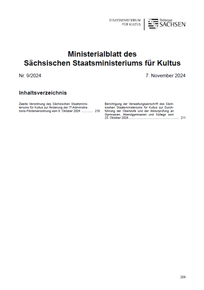 Ministerialblatt des Sächsischen Staatsministeriums für Kultus Heft 09/2024